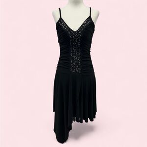 Y2K asymmetrical party dress with rhinestone details